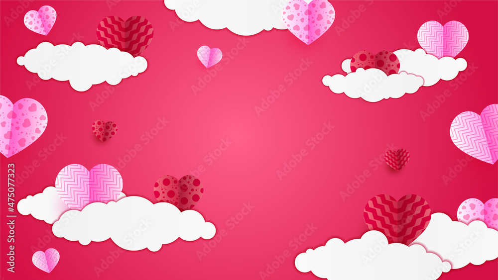 valentine's day Red Pink Papercut style design background
