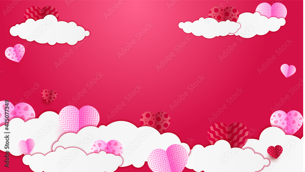 valentine's day Red Pink Papercut style design background