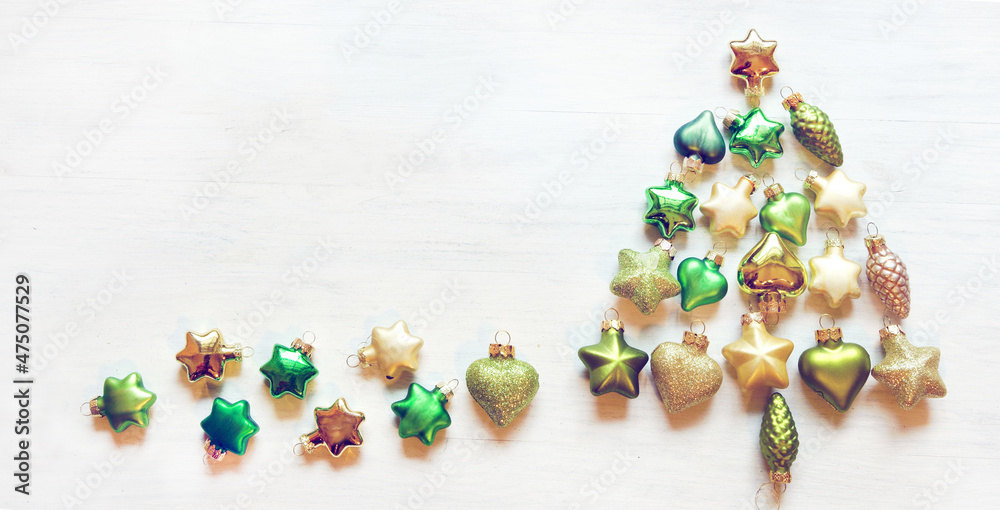 Christmas banner with glossy christmas decoration, header, headline, panorama, copy space Christmas banner with glossy christmas decoration, header, headline, panorama, copy space