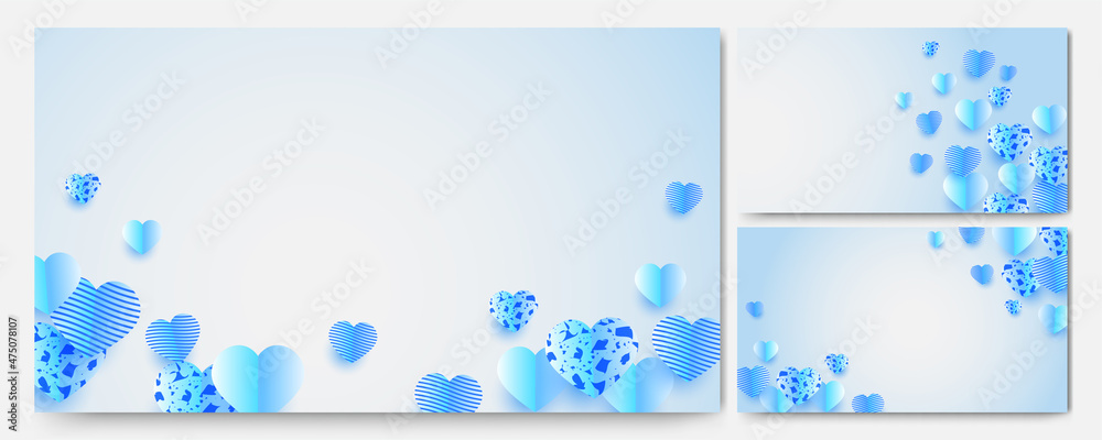 Happy valentine's day Blue Papercut style design background
