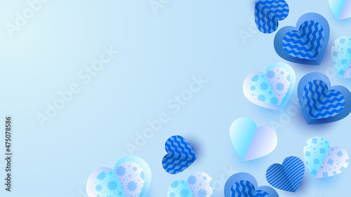 Valentine's Blue Papercut style design background © SyahCreation