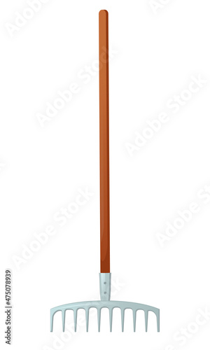 Fotografie, Obraz Cultivator, rake for tillage in flat style, isolated on white background