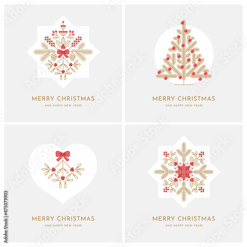 Christmas greeting cards set.