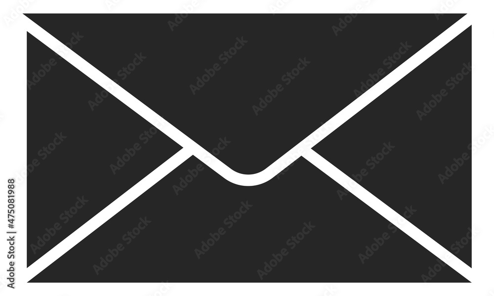 Black envelope silhouette. Post office symbol. Mail sign Black envelope silhouette. Post office symbol. Mail sign
