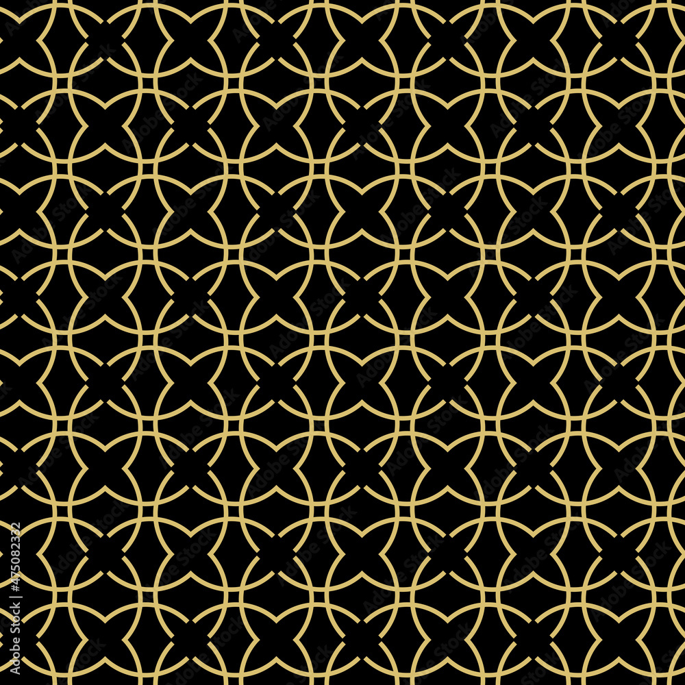 Fototapeta premium Seamless black and golden ornament in arabian style. Geometric abstract background. Pattern for wallpapers and backgrounds