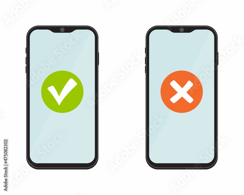 Poll vote digital quiz message notification, choosing yes no decision answer bubble on mobile phone online vector, questionnaire survey notice, right and wrong, yes no checkboxes on smartphone