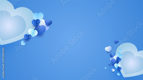 Valentine's day blue Papercut style design background