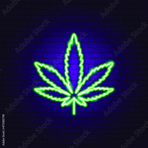 Marijuana Neon Sign. Vector Illustration of Weed.