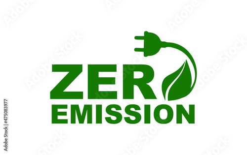 zero emission sign on white background