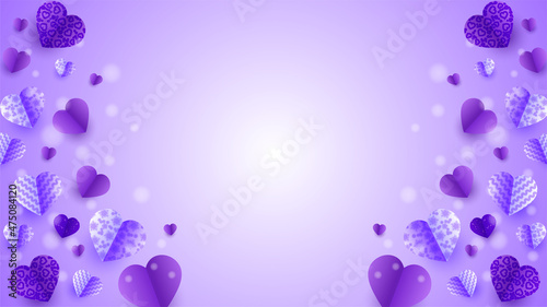 Valentine's day purple Papercut style design background © SyahCreation