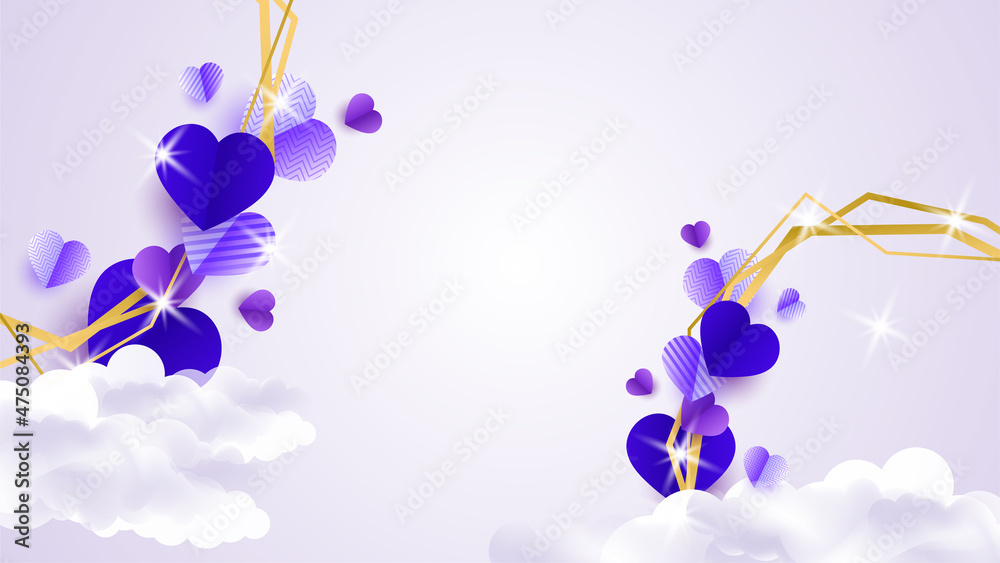 Fototapeta valentine's luxury purple Papercut style design background