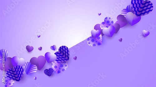 Valentine's day purple Papercut style design background