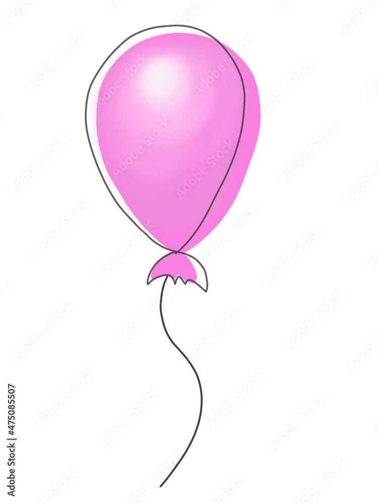Pink balloon air celebration design. Icon for birthday or anniversary invitation design. Isolated on white background Pink balloon air celebration design. Icon for birthday or anniversary invitation design. Isolated on white background