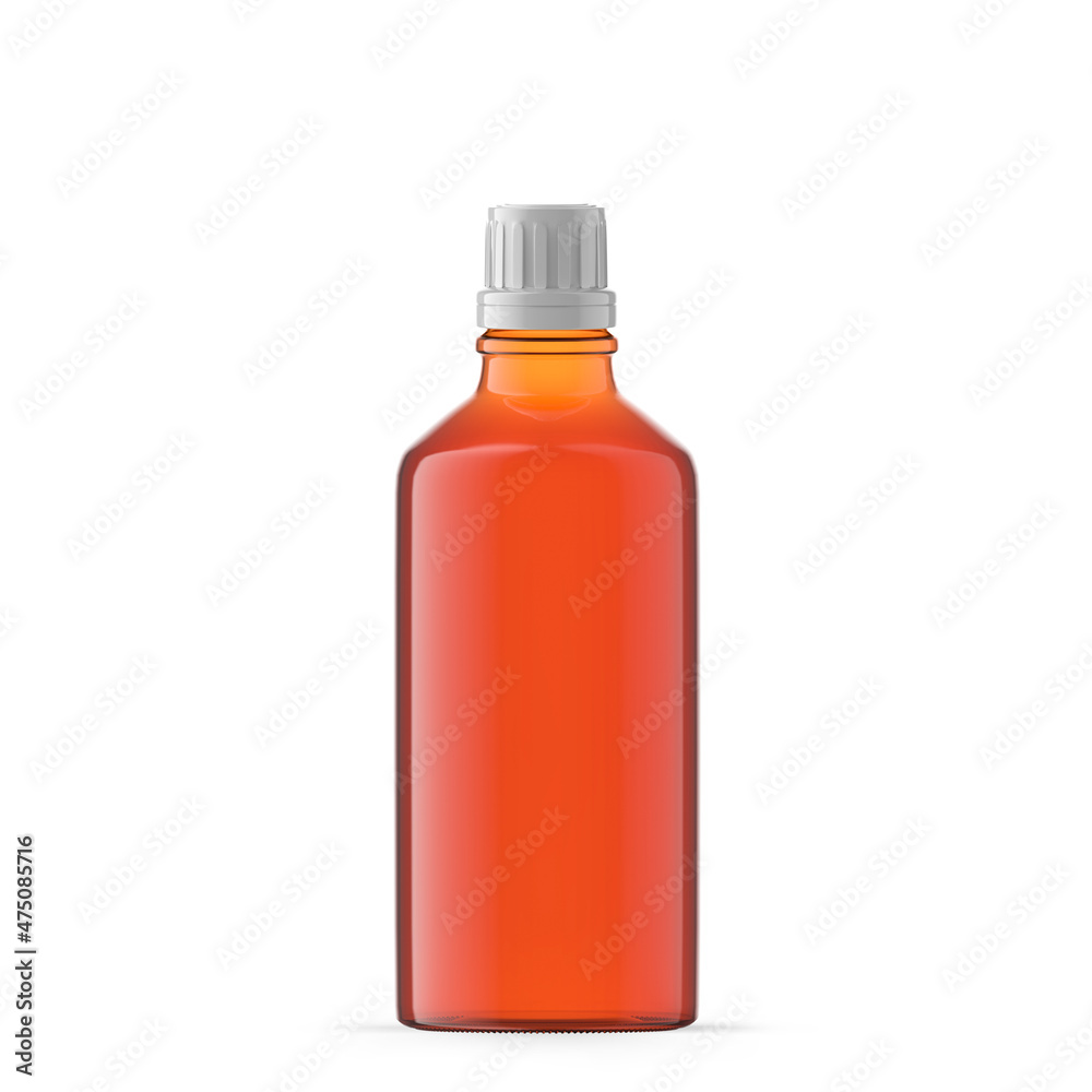 100ml 3 oz amber glass essential oil bottle. Isolated