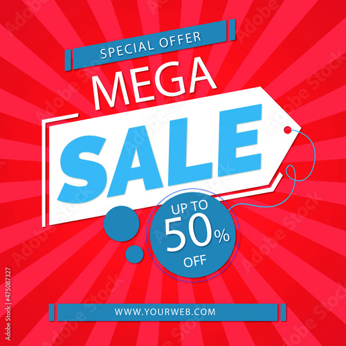 Mega sales special offer square sales flyer