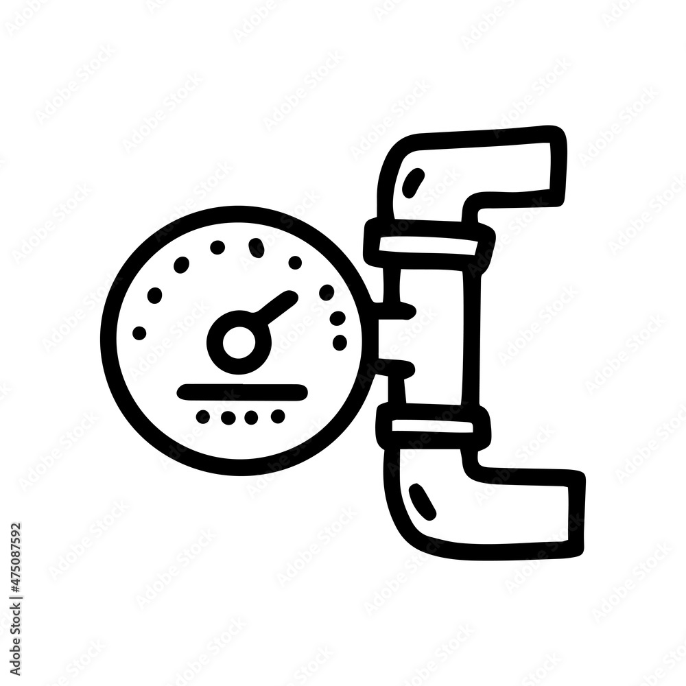 heating system pressure gauge line vector doodle simple icon