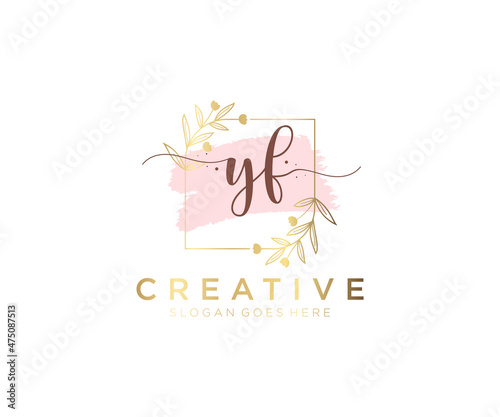 Initial YF feminine logo. Usable for Nature, Salon, Spa, Cosmetic and Beauty Logos. Flat Vector Logo Design Template Element. photo