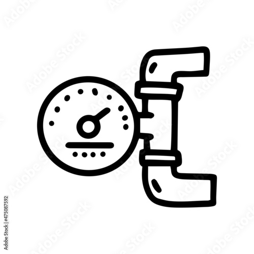 heating system pressure gauge line vector doodle simple icon