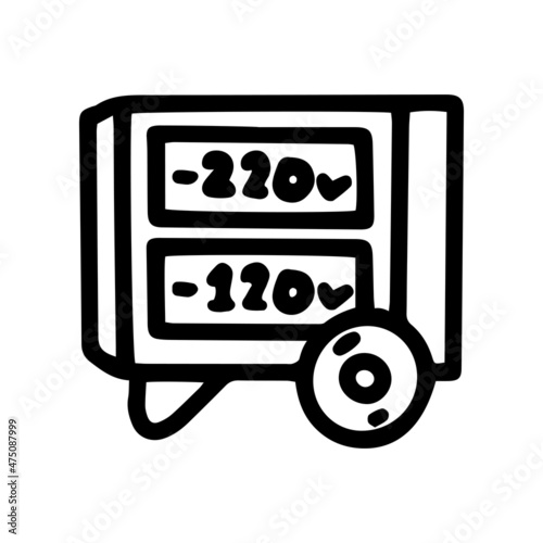 air heater with different voltage line vector doodle simple icon