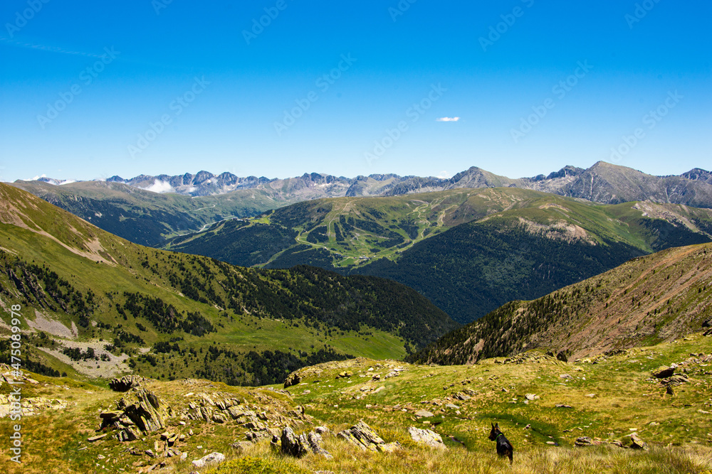 views from the peak of the riu valley, Andorra, Catalunya, The Pyrenees, Europe