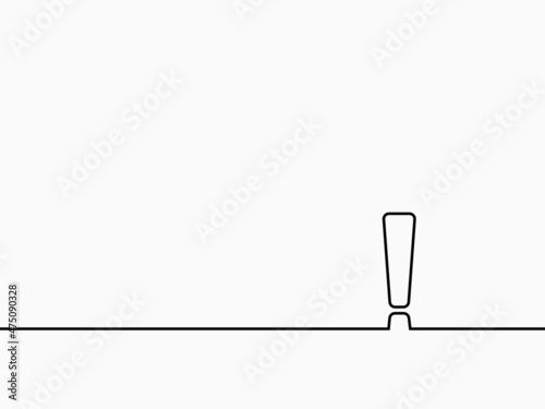 simple black punctuation ! exclamation mark text calligraphic lettering continuous lines element mark for background, banner, cover, card, label, wallpaper, wrapping paper etc. vector design.