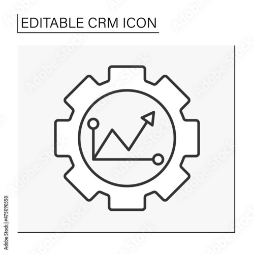 Graph line icon. Sales level research. CRM concept. Isolated vector illustration. Editable stroke