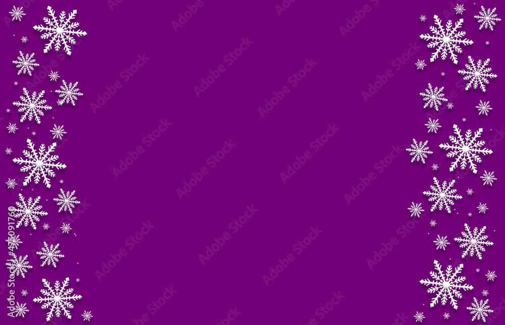 Winter magenta purple crimson lilac rose pink saturated bright background with white snowflakes on two sides. This is a wonderful card for congratulation, party, message for Christmas, New Year. Winter magenta purple crimson lilac rose pink saturated bright background with white snowflakes on two sides. This is a wonderful card for congratulation, party, message for Christmas, New Year.