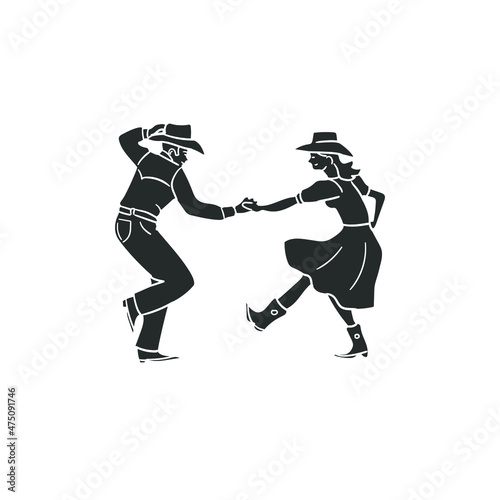 Country Icon Silhouette Illustration. Western Dance Vector Graphic Pictogram Symbol Clip Art. Doodle Sketch Black Sign.