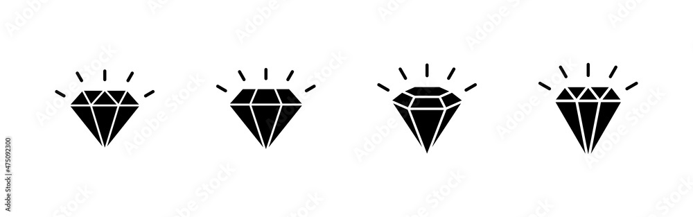Diamond icons set. diamond gems sign and symbol Diamond icons set. diamond gems sign and symbol