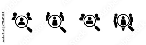 Hiring icons set. Search job vacancy sign and symbol. Human resources concept. Recruitment