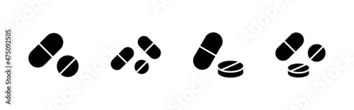 Pills icons set. capsule icon. Drug sign and symbol