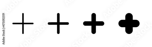 Plus Icons set. Add plus sign and symbol