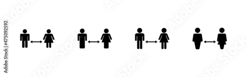 Social distancings set. social distance sign and symbol. self quarantine sign