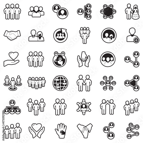 Friend Icons. Line With Fill Design. Vector Illustration.