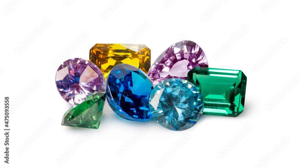 Natural Sapphire gemstone, Jewel or gems on white background Natural Sapphire gemstone, Jewel or gems on white background