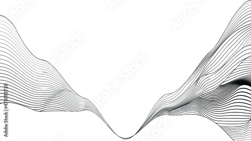 Poster with mountain landscape  in line art style  .Minimal design  . Trendy brochure . Vector illustration .