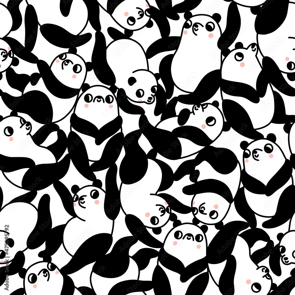 Cute pandas everywhere, vector pattern Cute pandas everywhere, vector pattern