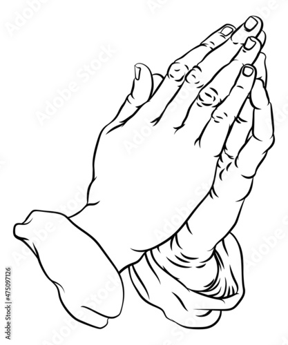 Praying Hands in Prayer Comic Book Pop Art Cartoon