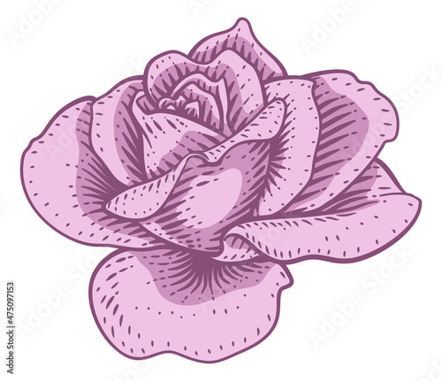 Rose Flower Design Woodcut ...