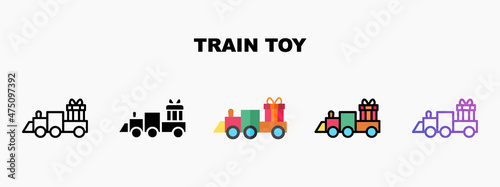 Train toy icon designed in outline flat glyph filled line and gradient. Perfect for website mobile app presentation and any other projects. Enjoy this icon for your project.