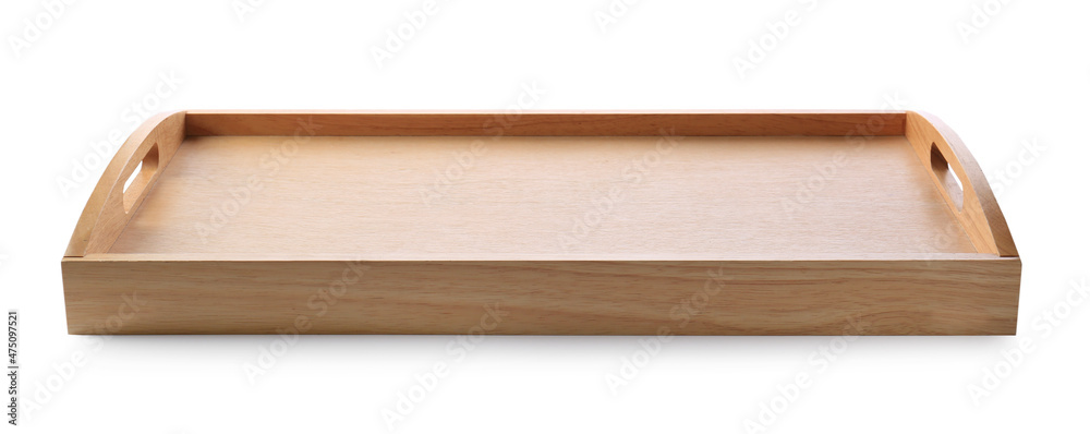 Εκτύπωση καμβά One empty wooden tray isolated on white
