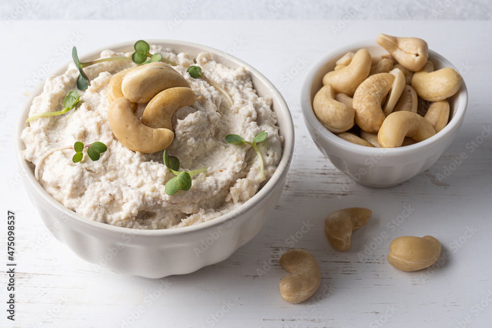 Alternative cheese made from fermented cashew. Alternative cheese made from fermented cashew.