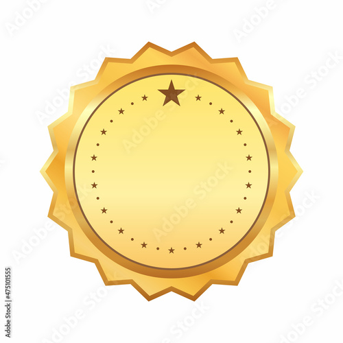 Blank golden label  template isolated on white background. Decorative border icon for frame. Golden stamp. Best Choice, Price. Vector illustration.