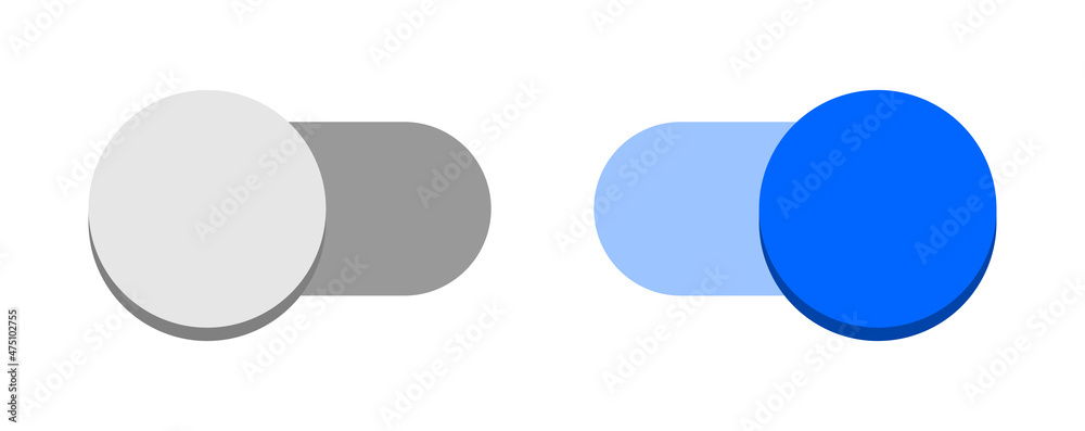 On Off Blue Switch Button Toggle Slider Icon Set. Vector Image. On Off Blue Switch Button Toggle Slider Icon Set. Vector Image.