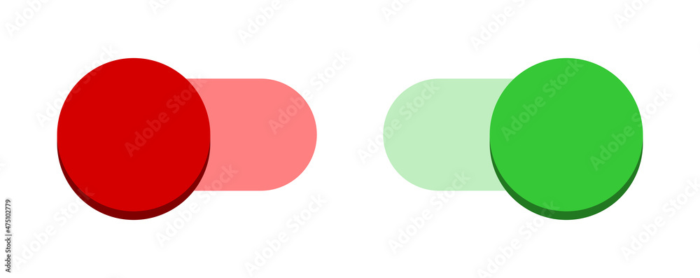 On Off Blue Switch Button Toggle Slider Icon Set. Vector Image. Stock ...