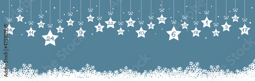 christmas advent calendar 1 to 24 on hanging stars