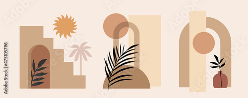 Interior with arch abstract boho vector. Relax theme