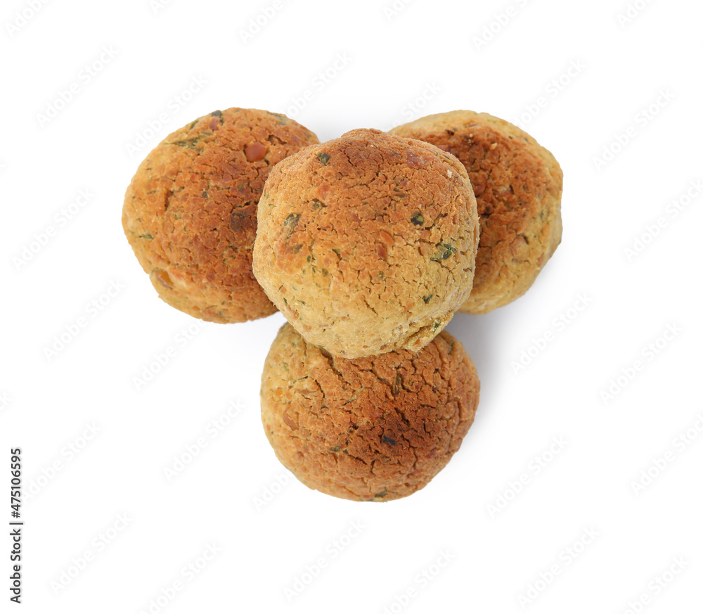 Delicious falafel balls on white background, top view Delicious falafel balls on white background, top view