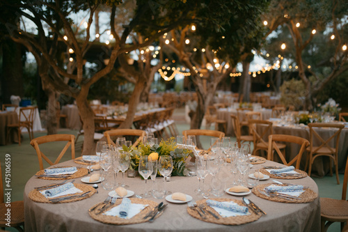 General view of the banquet where a wedding is held