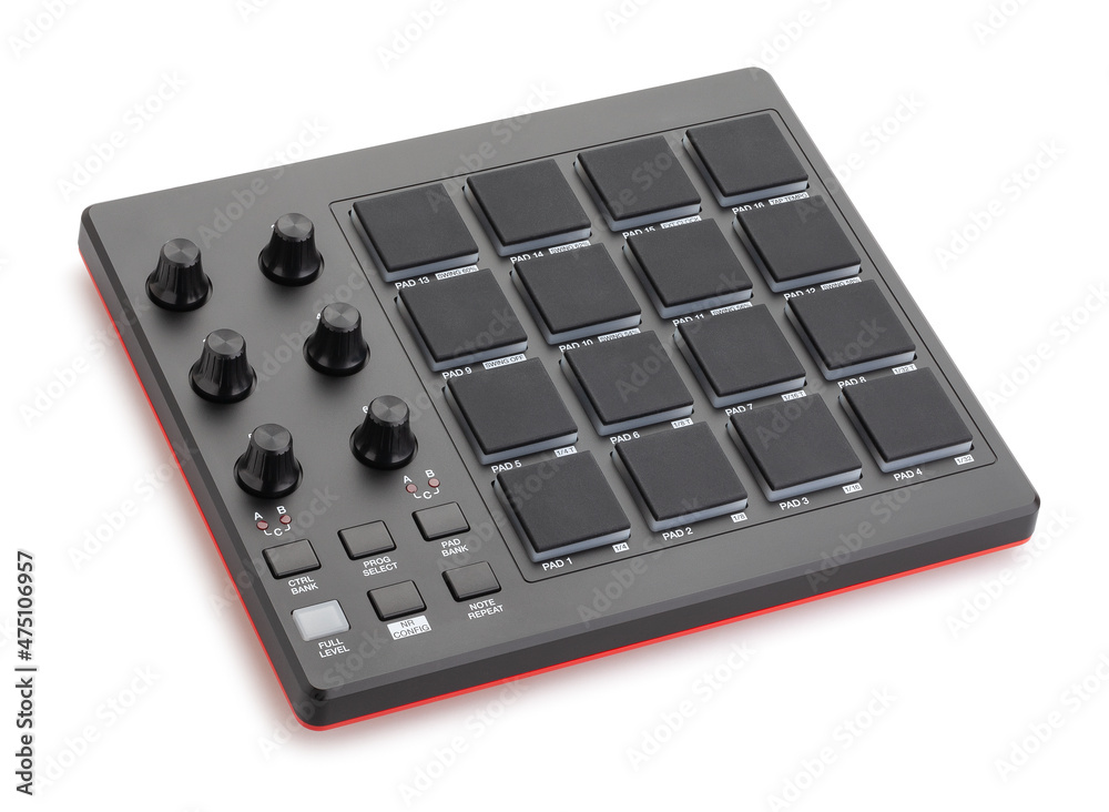 midi pad controller path isolated on white midi pad controller path isolated on white